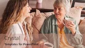  Presentation with generations - Presentation featuring cheerful-old-mother-and-young background and a coral colored foreground