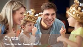  Presentation with children parents - Beautiful theme featuring cheerful-parents-playing-together backdrop and a coral colored foreground