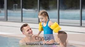  Presentation with weekend - Audience pleasing PPT theme consisting of cheerful-parents-playing backdrop and a coral colored foreground