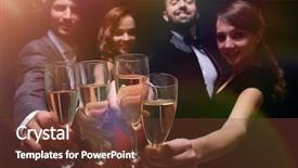  Presentation with champagne - PPT theme with cheerful people celebrating a sucess background and a  colored foreground