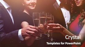  Presentation with champagne - Presentation with cheerful people celebrating a sucess background and a tawny brown colored foreground