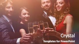  Presentation with people special needs - Amazing slides having cheerful people celebrating a sucess backdrop and a tawny brown colored foreground