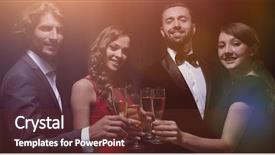  Presentation with champagne - Cool new presentation with cheerful people celebrating a sucess backdrop and a tawny brown colored foreground