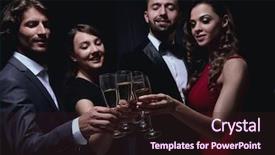  Presentation with union of people - Beautiful slide set featuring cheerful people celebrating a sucess backdrop and a wine colored foreground