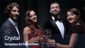  Presentation with champagne - Colorful slide set enhanced with cheerful people celebrating a sucess backdrop and a wine colored foreground