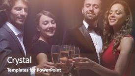  Presentation with champagne - PPT theme consisting of cheerful people celebrating a sucess background and a tawny brown colored foreground