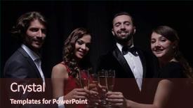  Presentation with champagne - PPT layouts consisting of cheerful people celebrating a sucess background and a  colored foreground