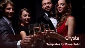  Presentation with champagne - Slide deck enhanced with cheerful people celebrating a sucess background and a  colored foreground