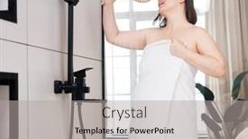  Presentation with singer - Presentation theme enhanced with cheerful-plump-woman background and a light gray colored foreground