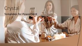  Presentation with cheerful - Amazing presentation design having cheerful-pretty-girfriends-wearing-dressing backdrop and a coral colored foreground