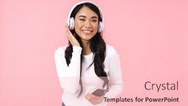  Presentation with asian music - PPT theme featuring cheerful-pretty-young-asian-woman background and a lemonade colored foreground