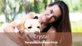  Presentation with dog park - Presentation having cheerful-pretty-young-woman-sitting background and a tawny brown colored foreground