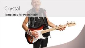  Presentation with electric guitar - Slide set having star performer - cheerful rock musician playing background and a light gray colored foreground
