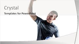  Presentation with rugby - Audience pleasing PPT layouts consisting of cheerful rugby player punching the air against white background backdrop and a white colored foreground