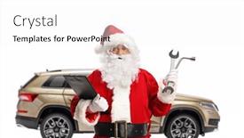  Presentation with santa claus holding scroll paper - Slide set featuring cheerful-santa-claus-holding-car background and a white colored foreground