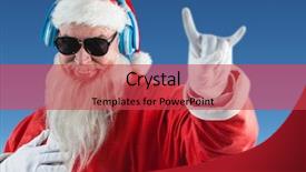 Presentation with santa claus holding scroll paper - Cool new presentation design with cheerful santa claus listening music backdrop and a  colored foreground