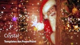  Presentation with flicker - Beautiful PPT theme featuring cheerful-santa-claus-looks backdrop and a tawny brown colored foreground