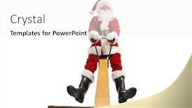  Presentation with seesaw - Audience pleasing PPT layouts consisting of cheerful santa claus playing on a seesaw isolated on white background backdrop and a white colored foreground
