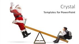  Presentation with seesaw - Amazing presentation theme having cheerful-santa-claus-waving backdrop and a white colored foreground