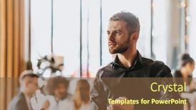  Presentation with self - PPT theme having cheerful-self-confident-professional-businessman background and a tawny brown colored foreground