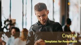  Presentation with self - Presentation design featuring cheerful-self-confident-professional-businessman background and a tawny brown colored foreground