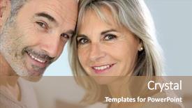  Presentation with active seniors senior couple - Amazing PPT theme having cheerful senior couple enjoying life backdrop and a coral colored foreground