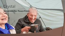  Presentation with senior couple - Presentation theme having cheerful-senior-couple-enjoying-lunch and a light gray colored foreground