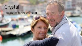  Presentation with active seniors senior couple - PPT layouts featuring cheerful senior couple in vacation background and a  colored foreground