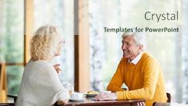  Presentation with veranda - PPT theme consisting of cheerful-senior-couple-sitting background and a sky blue colored foreground