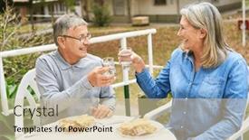  Presentation with home garden - PPT theme consisting of cheerful-senior-man-and-woman background and a lemonade colored foreground