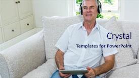  Presentation with werry old man and gis music - Colorful PPT theme enhanced with cheerful senior man listening music backdrop and a  colored foreground