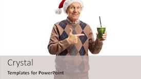  Presentation with healthy drink - Audience pleasing presentation design consisting of cheerful-senior-man backdrop and a light gray colored foreground
