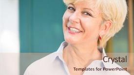  Presentation with positive attitude - Theme enhanced with cheerful senior woman with good background and a  colored foreground