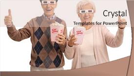  Presentation with seniors - Presentation theme having cheerful seniors with 3d glasses background and a lemonade colored foreground
