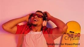  Presentation with neon - Slides with cheerful-smiling-african-guy background and a red colored foreground