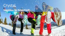  Presentation with russia - Audience pleasing PPT layouts consisting of cheerful snowboarder posing on top of a mountain sheregesh russia backdrop and a teal colored foreground