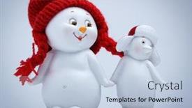  Presentation with snowman - Slide deck featuring cheerful-snowman-and-penguin-dancing background and a light blue colored foreground