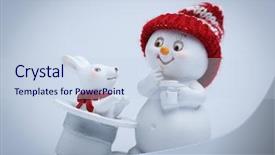  Presentation with snowman - Slide deck consisting of cony - cheerful snowman and rabbit shows background and a sky blue colored foreground
