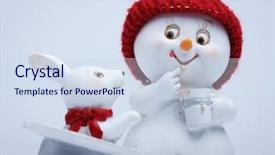  Presentation with rabbit - PPT layouts enhanced with cony - cheerful snowman and rabbit shows background and a sky blue colored foreground