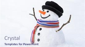  Presentation with christmas kids - Amazing slide deck having cheerful-snowman-on-a-snowy backdrop and a sky blue colored foreground