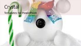  Presentation with snowman - PPT theme consisting of cheerful snowman with black hat and striped stick isolated on white background background and a lemonade colored foreground