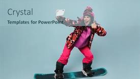  Presentation with snowboard - Colorful theme enhanced with cheerful-sportswoman-taking-selfie backdrop and a light blue colored foreground