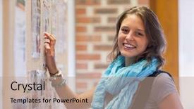  Presentation with airport boarding board - Audience pleasing theme consisting of cheerful student touching notice board backdrop and a coral colored foreground