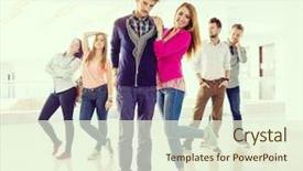  Presentation with high school students - Audience pleasing PPT theme consisting of cheerful students standing in hallway high school backdrop and a cream colored foreground
