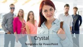  Presentation with high school students - Beautiful presentation featuring cheerful students standing in hallway high school backdrop and a light blue colored foreground