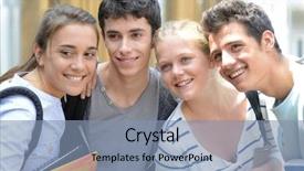  Presentation with school building - PPT layouts with cheerful students standing outside school building background and a light blue colored foreground