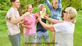  Presentation with building team - PPT theme enhanced with cheerful-team-of-young-people background and a yellow colored foreground