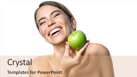  Presentation with green beauty - Theme with cheerful teeth neck hand healty background and a coral colored foreground