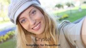  Presentation with self analysis - Cool new presentation theme with cheerful trendy couple taking self-portrait picture backdrop and a coral colored foreground