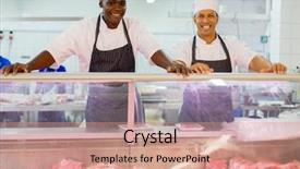  Presentation with octagon two mma fighters standing - PPT layouts consisting of futcher - cheerful two butchers standing background and a coral colored foreground